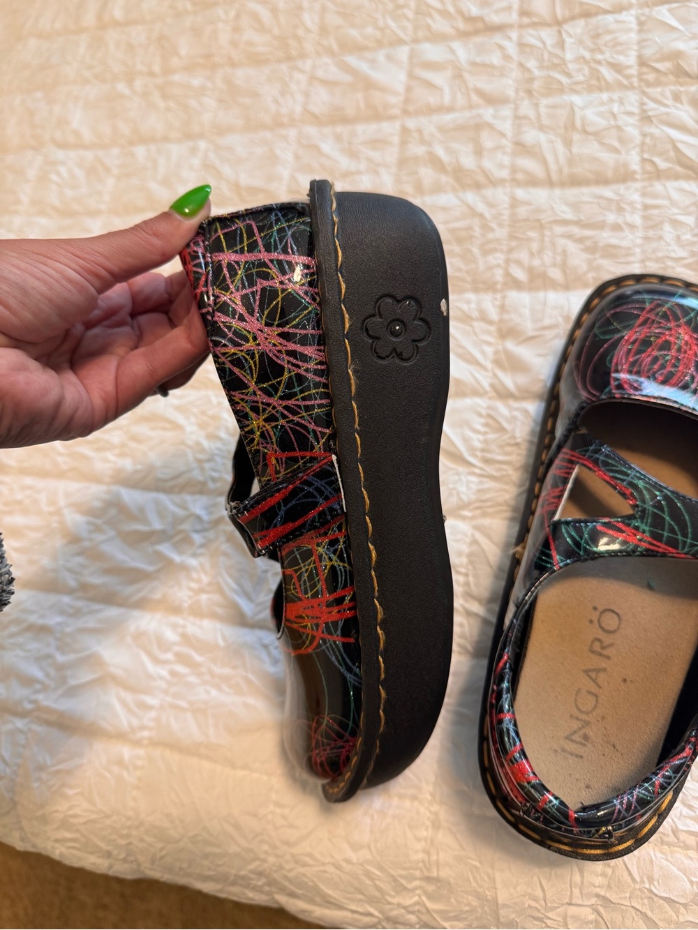 INGARÖ Black Multicolor Scribble Mary Jane Dress Shoes